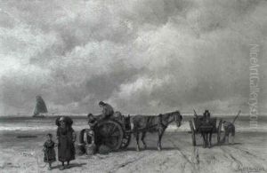 Visafslag Te Zandvoort by Johannes Hermanus Barend Koekkoek