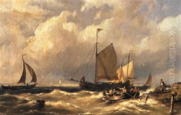 Sailing Vessels On A River - view 1