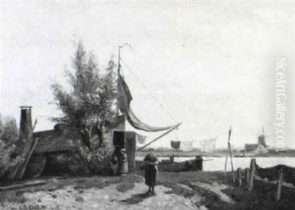 A River Landscape With Figures On A Farm Yard - view 1