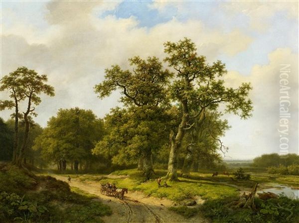Weite Waldlandschaft Mit Fuhrwerk - view 1
