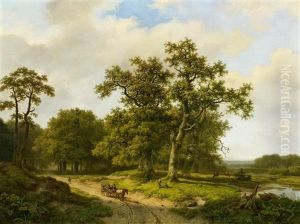 Weite Waldlandschaft Mit Fuhrwerk Weite Waldlandschaft Mit Fuhrwerk