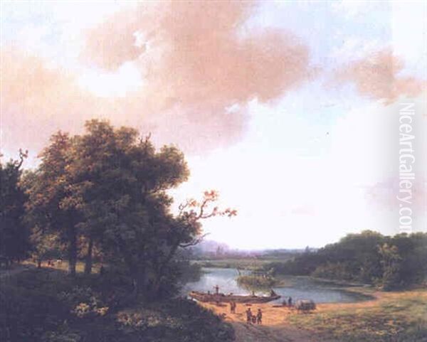 A Summer Landscape With Fishermen By A Boat - view 1