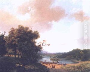 A Summer Landscape With Fishermen By A Boat A Summer Landscape With Fishermen By A Boat