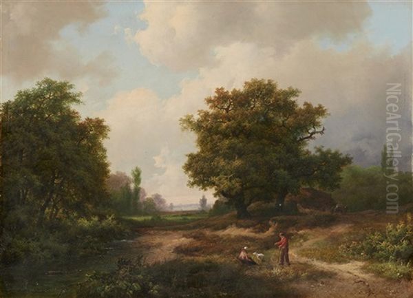 Figures In A Wooded Landscape - view 1