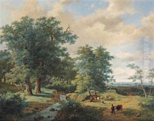 Figures In Woodland Near A Stream thumbnail