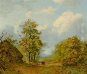 Horse And Cart Before A Farmhouse by Marinus Adrianus Koekkoek