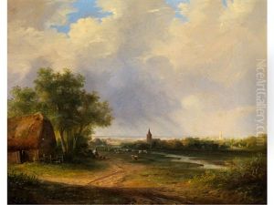 Sommerliche Landschaft Mit Aufziehendem Regen
