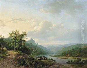 A View Of The Rhein River Near Cleves by Marinus Adrianus Koekkoek