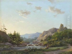 Travellers Resting By A River At Dusk