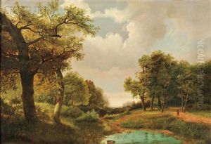 Landscape In Summer With Clouded Sky by Marinus Adrianus Koekkoek