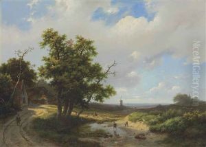 Travelers In An Extensive Summer Landscape