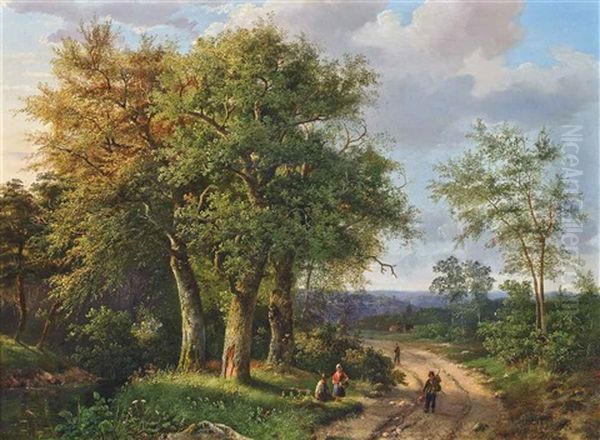 Travellers Resting By A Woodland Path - view 1
