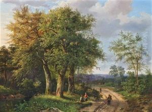 Travellers Resting By A Woodland Path by Marinus Adrianus Koekkoek
