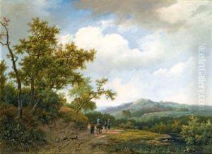 Figures On A Sandy Track In A Hilly Landscape