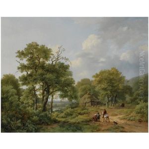 Travellers Near The Wylermeer, Beek by Marinus Adrianus Koekkoek