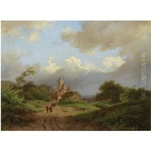 Figures On A Country Road On A Windy Day