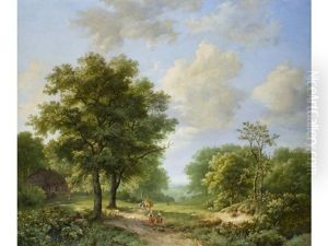 Eichenwaldlandschaft Mit Personen Auf Einem Feldweg (collab. W/pieter Frederick Van Os)