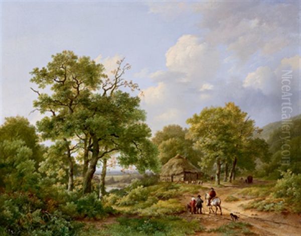 Weite Waldlandschaft Mit Reiter Und Bauernkate - view 1