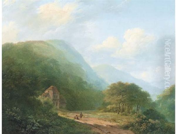 Travellers Before A Forest Lodge - view 1