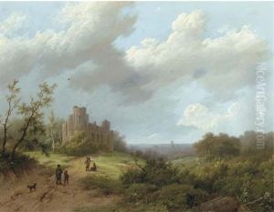 A Panoramic Landscape With A Ruin by Marinus Adrianus Koekkoek