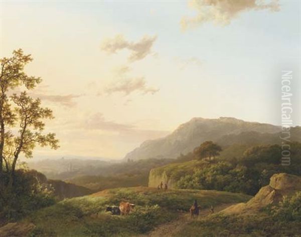 A Panoramic View Of A Hilly Landscape At Dusk - view 1