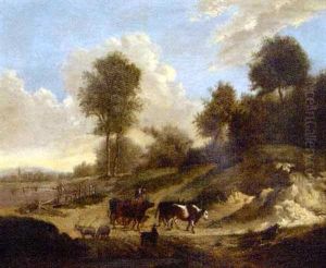 Paysage Avec Berger Et Troupeau Pres D'un Abreuvoir by Marinus Adrianus Koekkoek