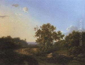 Travellers In A Wooded River Landscape