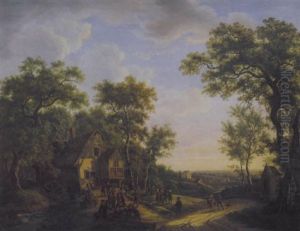 Frohliches Waldfest An Einer Wassermuhle by Marinus Adrianus Koekkoek