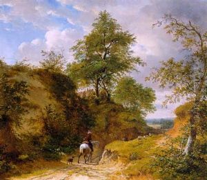 Bosrijk Landschap Met Een Ruiter Op Een Zandpad by Marinus Adrianus Koekkoek