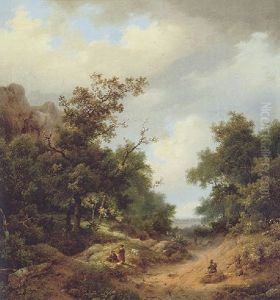 Travellers Resting By The Side Of A Path by Marinus Adrianus Koekkoek