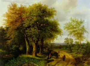 Travellers Resting On A Wooded Path by Marinus Adrianus Koekkoek