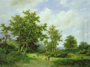 Bewaldete Landschaft Mit Wanderern by Marinus Adrianus Koekkoek