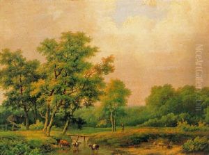 Bosachtig Landschap Met Riviertje Bosachtig Landschap Met Riviertje