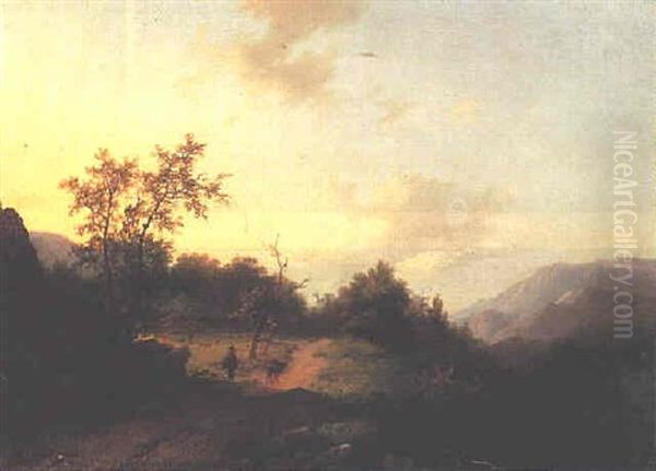 A Traveller With A Donkey On A Path - view 1