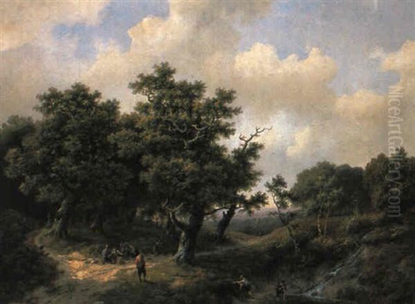 Waldlandschaft Mit Knaben An Einem Wasserloch - view 1