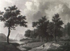 A Traveller In A Wooded Landscape A Traveller In A Wooded Landscape