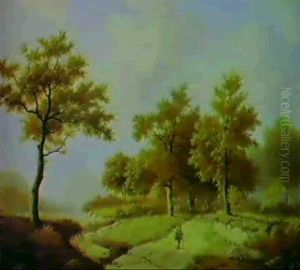 Travellers In An Extensive Landscape by Marinus Adrianus Koekkoek