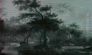 Figures And Cattle In A Wooded Landscape Figures And Cattle In A Wooded Landscape
