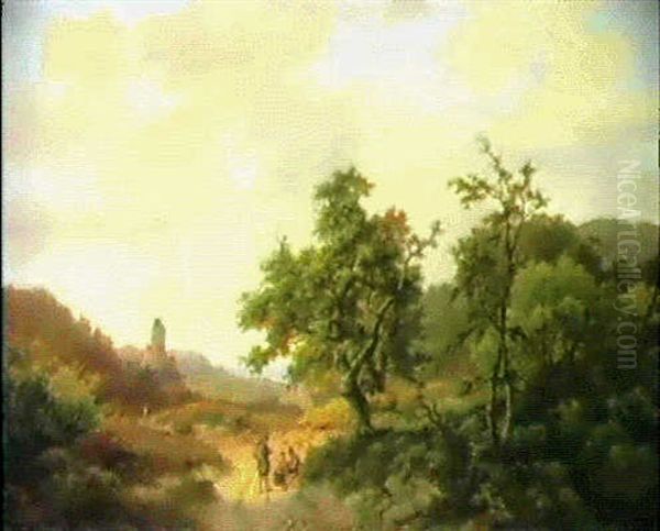 Travellers In An Extensive Summer Landscape - view 1