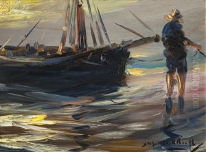 Atardecer Con Barca Y Pescador by Stephen Robert Koekkoek