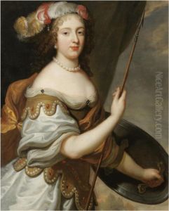 Portrait Of A Lady, Said To Be The Marquise D'alluye, Half Length,as Minerva by Henri Beaubrun
