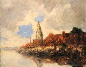 A Orillas De Un Canal Holandes by Stephen Robert Koekkoek
