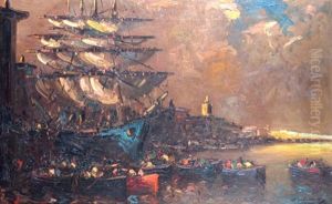 Fragatas En El Puerto by Stephen Robert Koekkoek