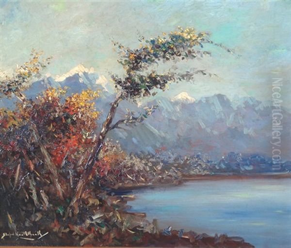 Paisaje Con Montanas Y Lago - view 1