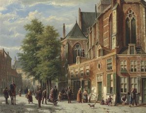 A Bustling Street by Willem Koekkoek