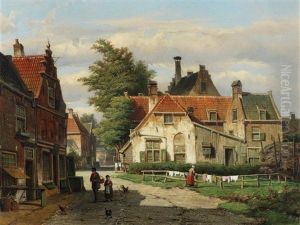 Dutch Street Scene In Summer by Willem Koekkoek