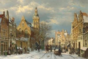 A Winter's Day In A Sunlit Street by Willem Koekkoek