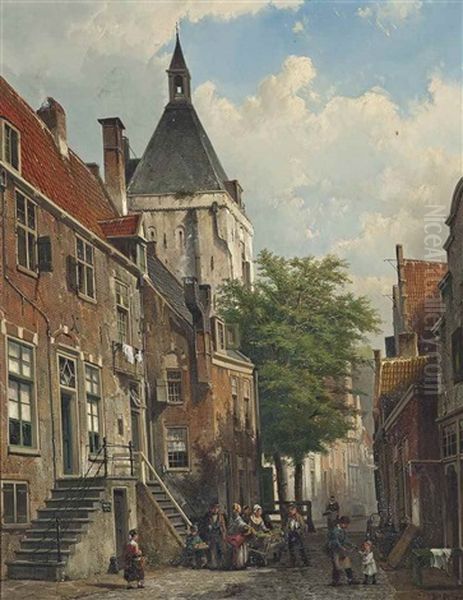 Figures Conversing In A Dutch Street - view 1