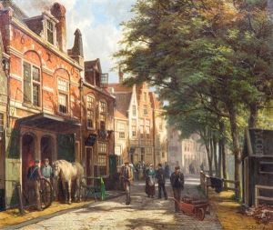 The Old Blacksmith's Shop In Haarlem, The Netherlands by Willem Koekkoek