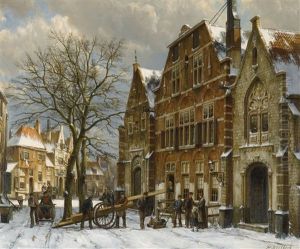 Winter Street Scene, Oudewater by Willem Koekkoek
